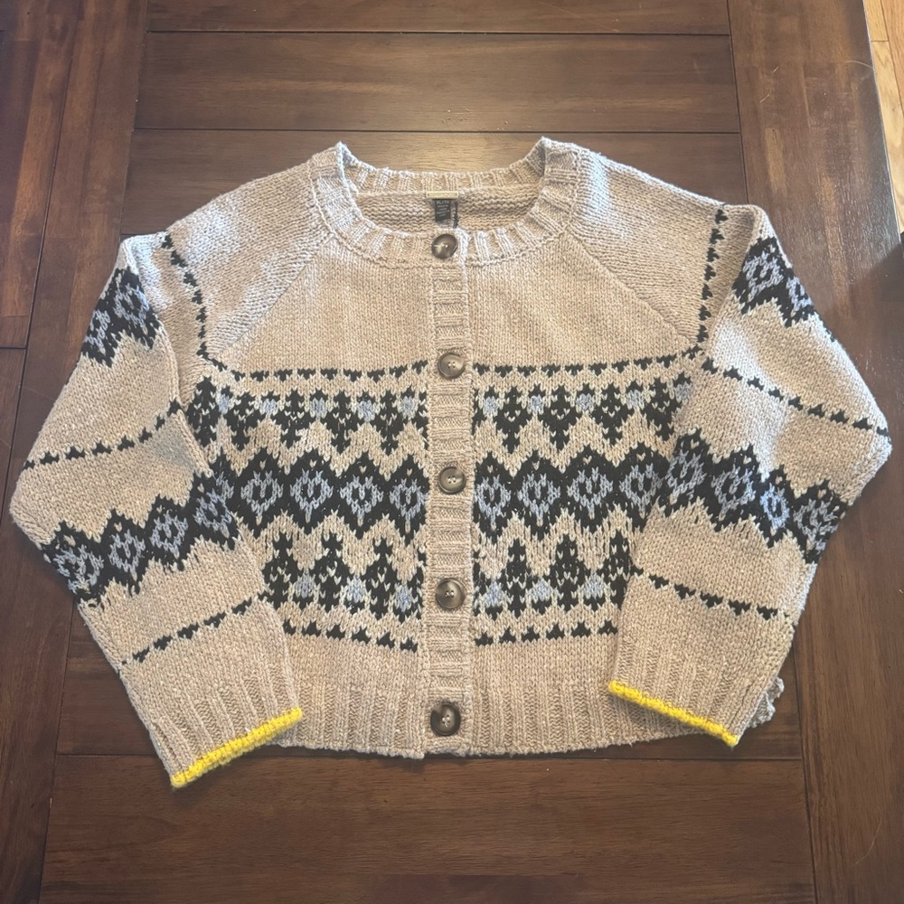 NWT Magaschoni Women’s Brown Blue Patterned Cardigan X-Large Button - Picture 3 of 8